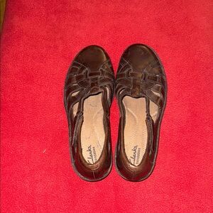 Clarks Women's Dark Brown Velcro Leather Loafers